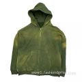 Oversized Plain Olive Green Graphic Pullover Hoodies